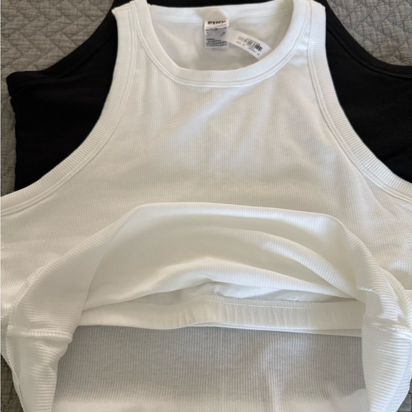PINK Victoria's Secret Ribbed Tank Tops - White & Black (Set of 2) Lrg - Picture 5 of 6